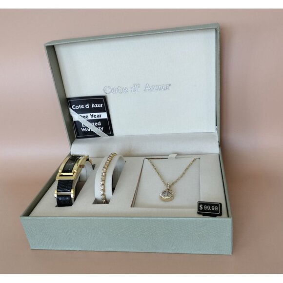 Cote D Azur Jewelry Set Watch Bracelet Necklace Gift Box Womens Career Accessory - Picture 9 of 16